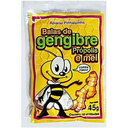 Bala de Gengibre Própolis e Mel (Pacote - Preço 45 Gr)